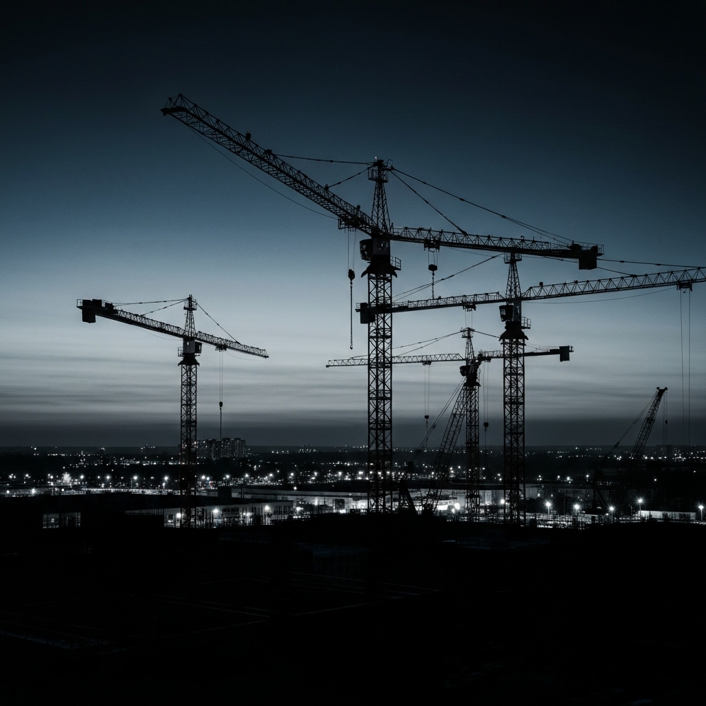 Construction site at evening
