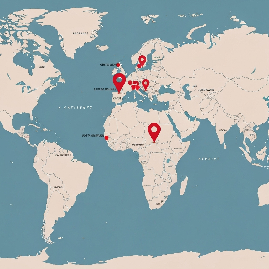 World map showing office locations